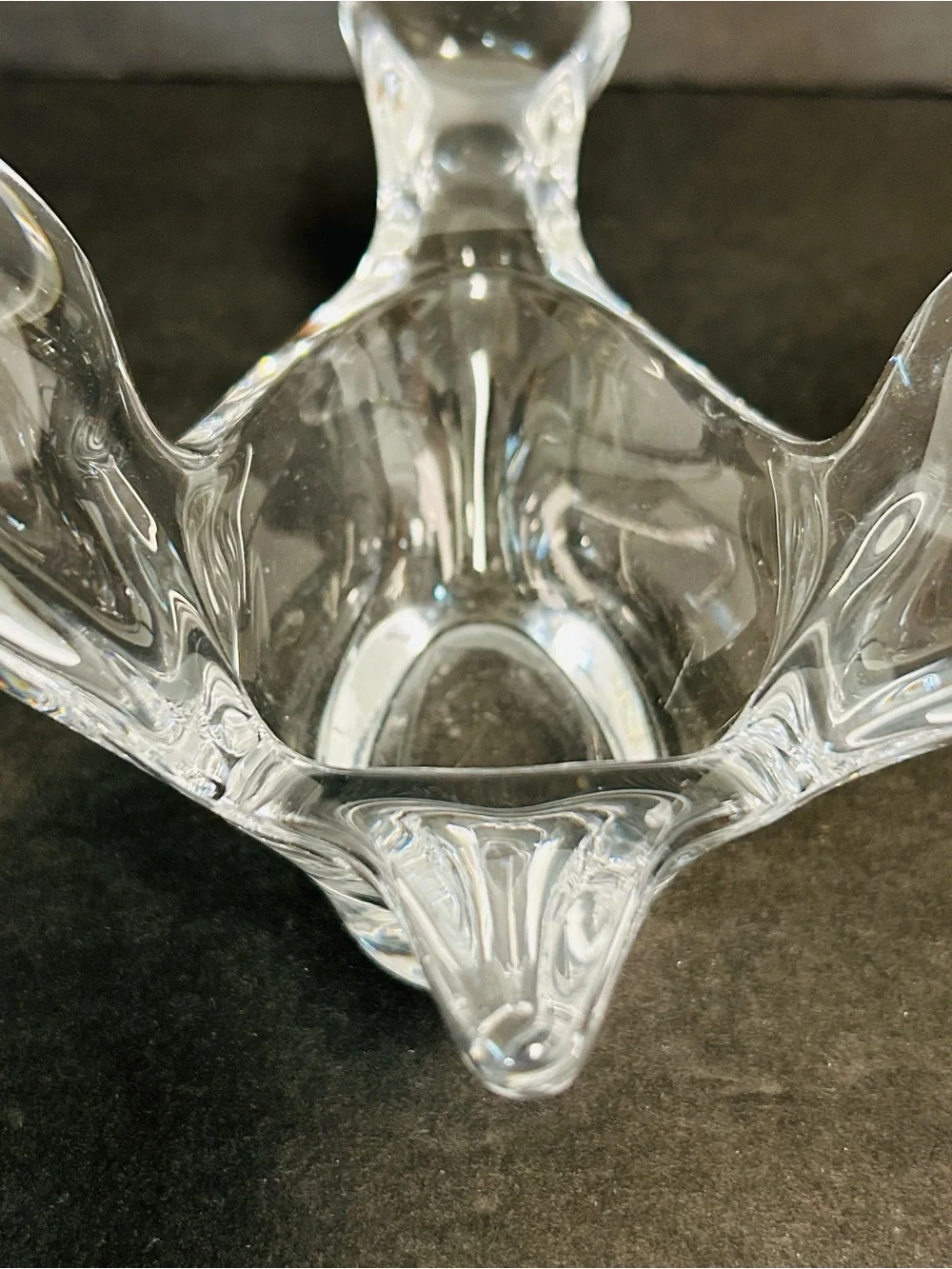 Princess House Vintage MCM Art Glass Clear Lead Crystal Flying Dove Home Decor